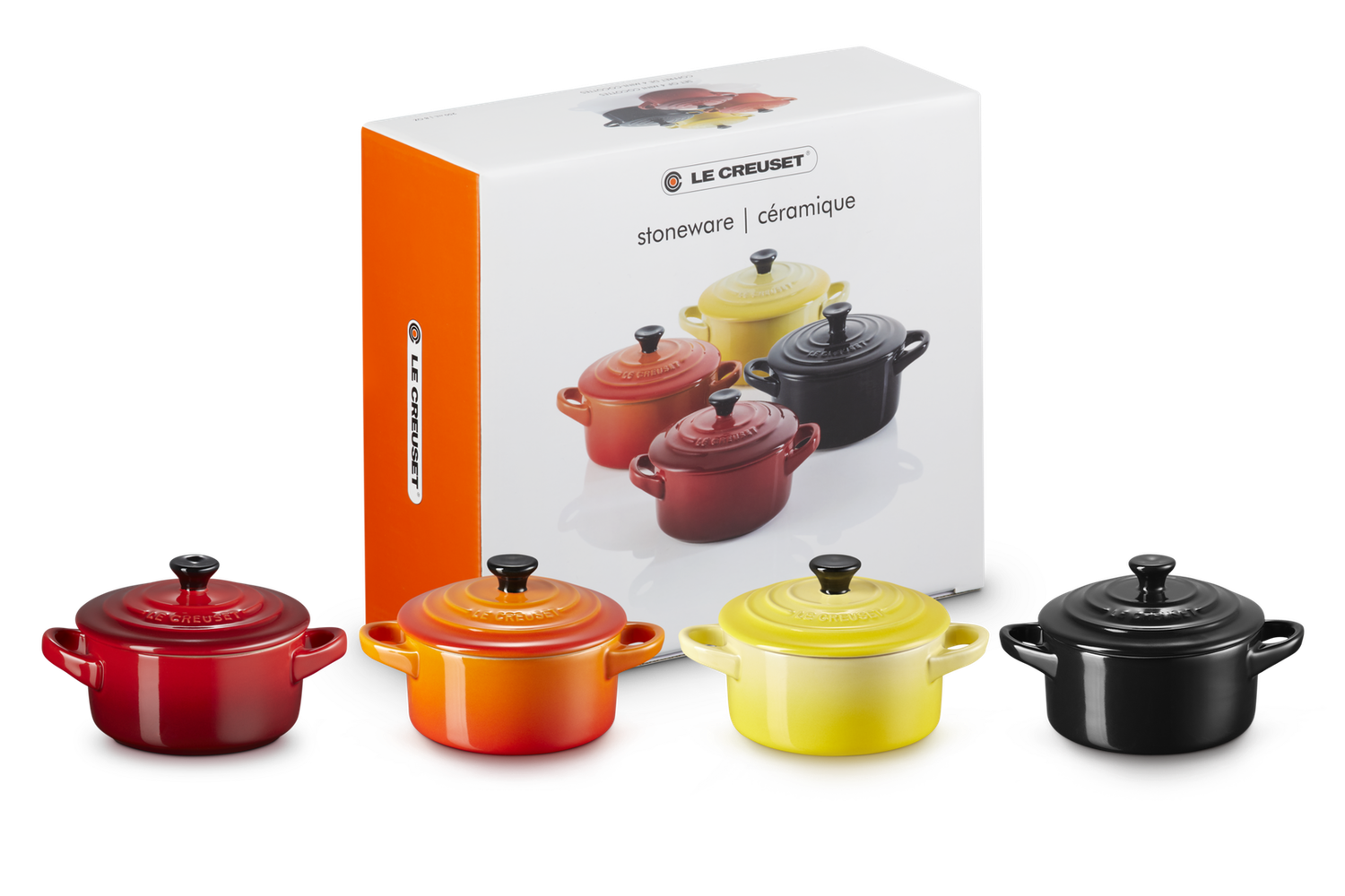 Set 4 mini cocotte in gres vetrificato colori caldi