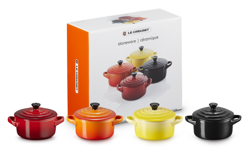 Set 4 mini cocotte in gres vetrificato colori caldi Set 4 mini cocotte in gres vetrificato colori caldi
