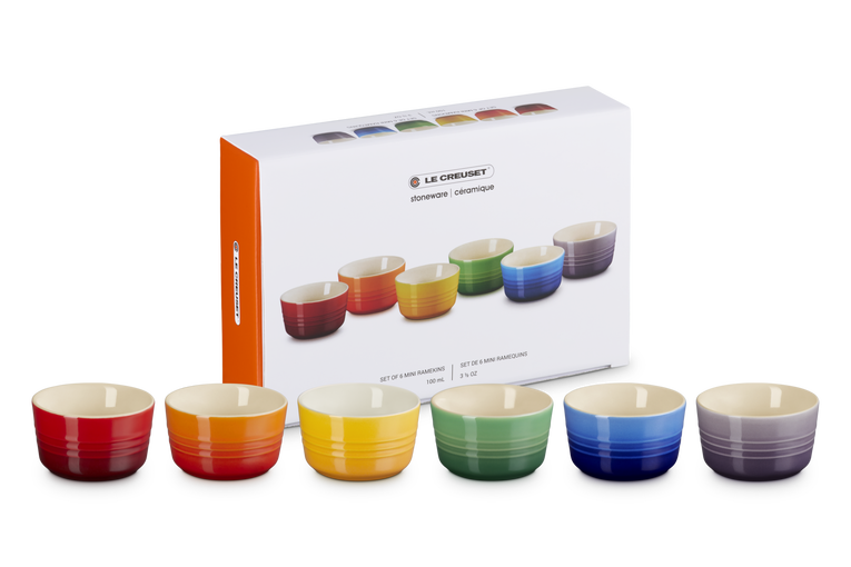 Set 6 mini ramequin Arcobaleno in gres vetrificato