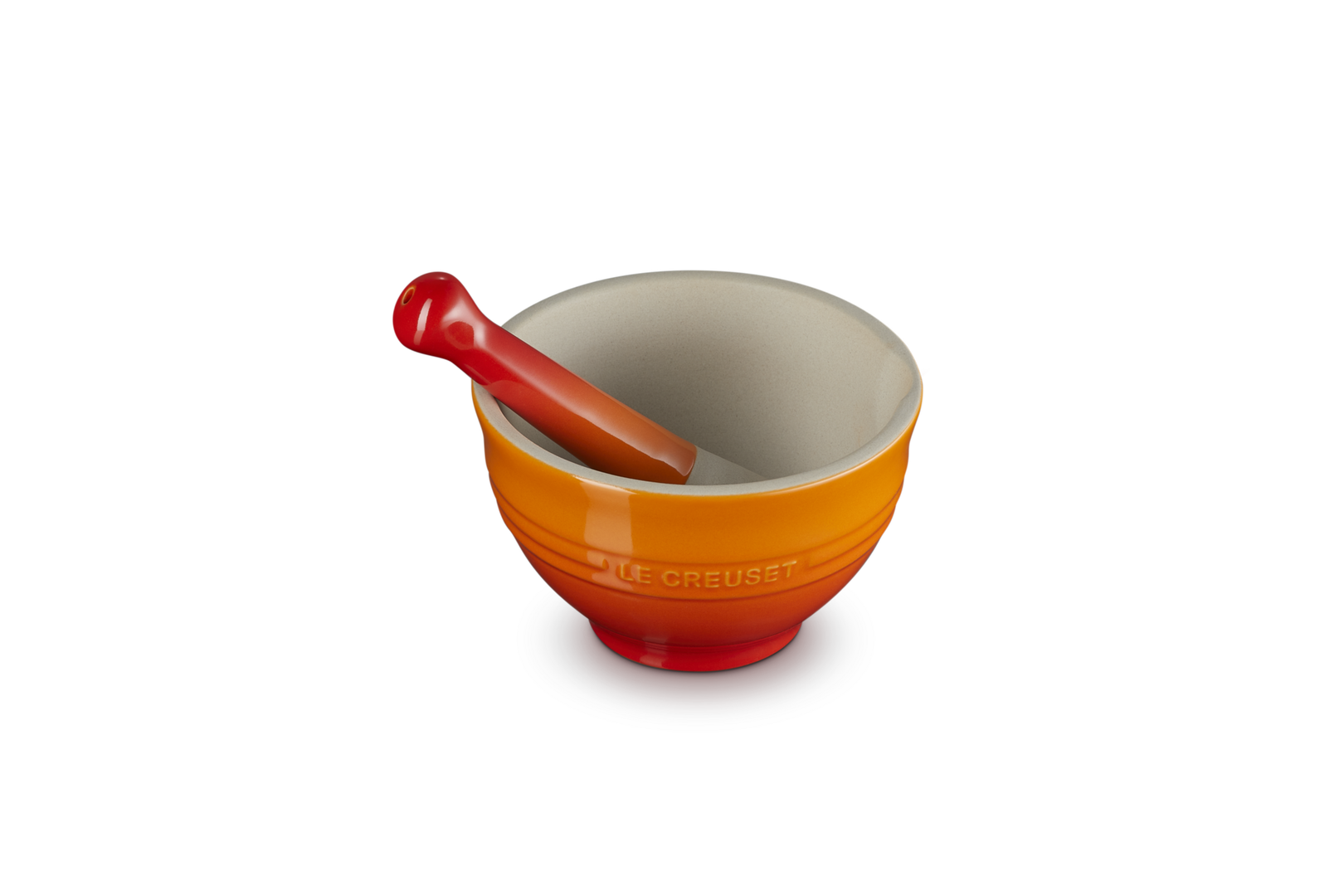 Mortaio con pestello in gres vetrificato arancio