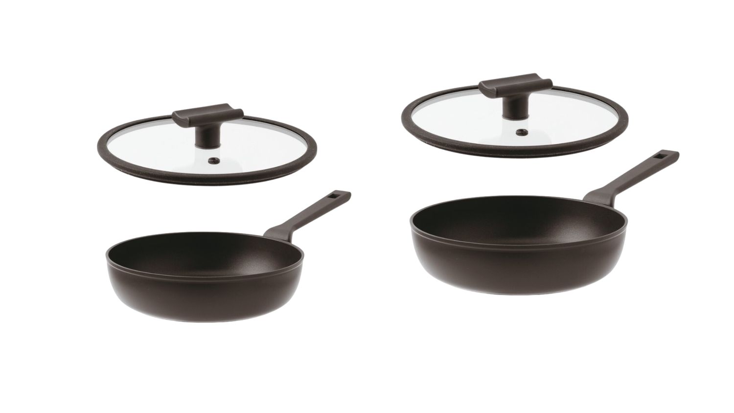 Set 2 Padelle alte Antiaderenti e 2 coperchi, Titan Pro Ø 24, 28 cm – Double Induction