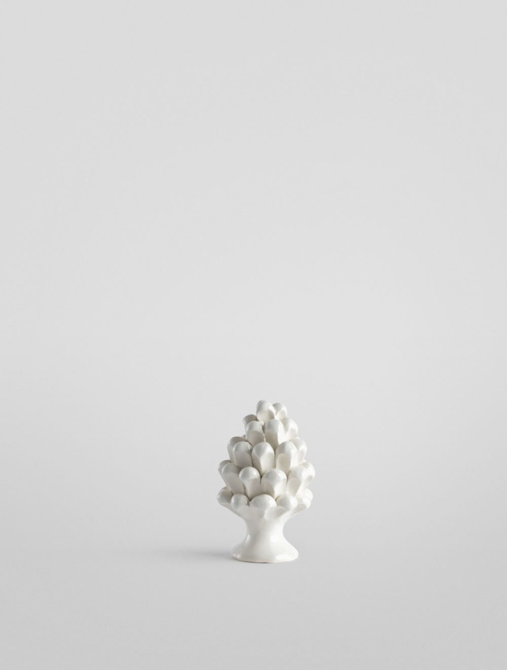 Set 3 Pigne bianche cm. 10,15, 20 Ceramica Bevilacqua