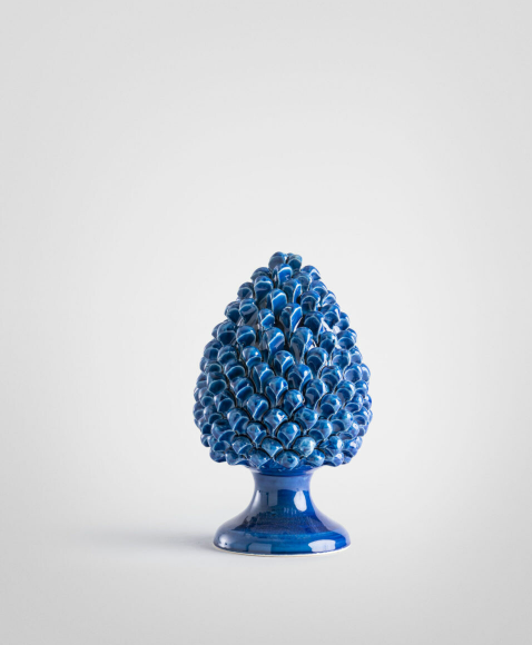Set 3 Pigne Blu Antico cm. 20, 25, 30 Ceramica Bevilacqua