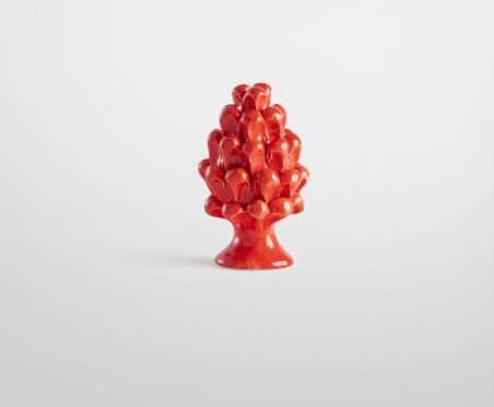 Set 3 Pigne Rosse cm. 10, 15, 20 Ceramica Bevilacqua