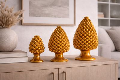 Set 3 Pigne Miele cm. 10, 15, 20 Ceramica Bevilacqua