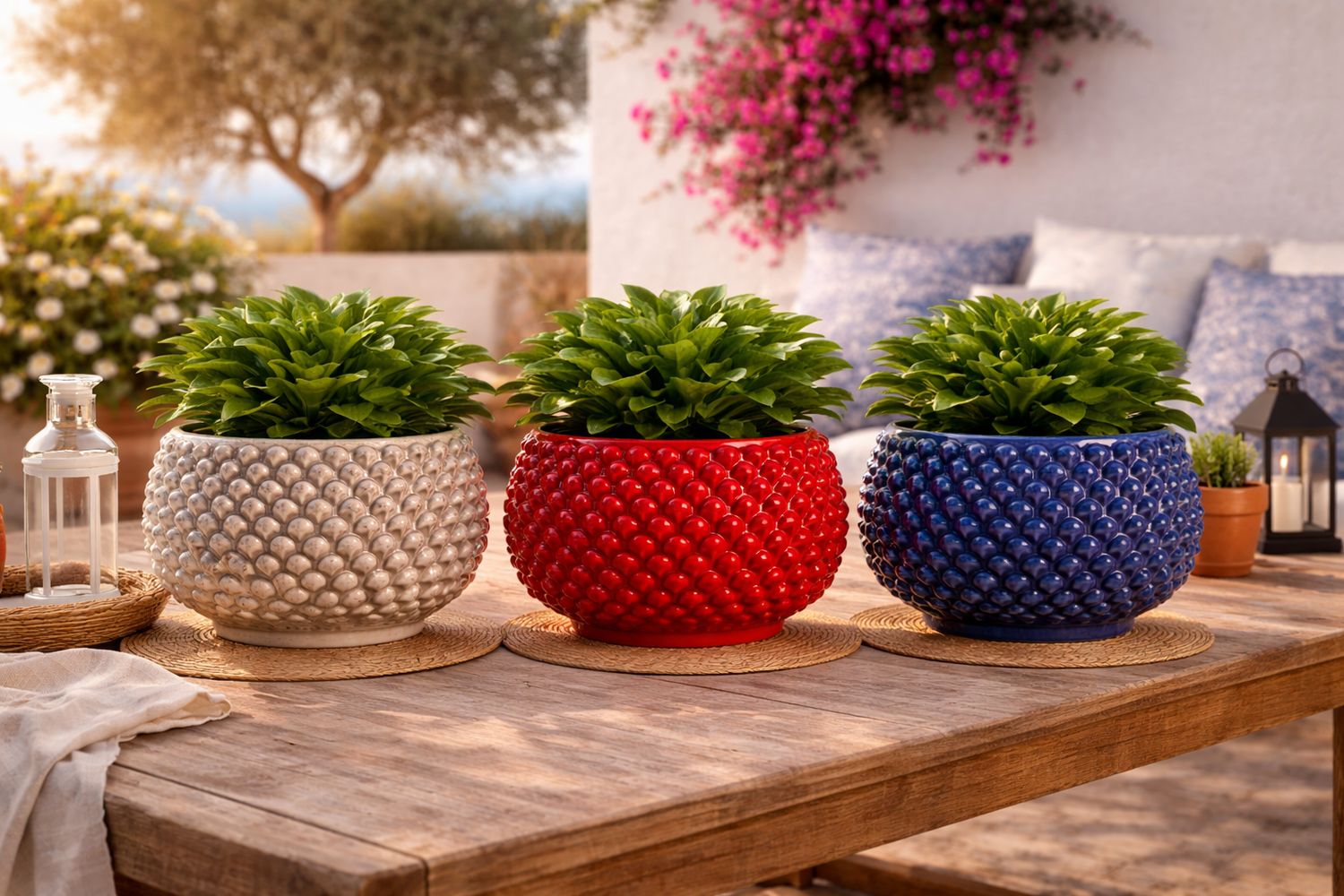 Set 3 Vasi Pigna  cm. 25 colori assortiti Ceramica Bevilacqua