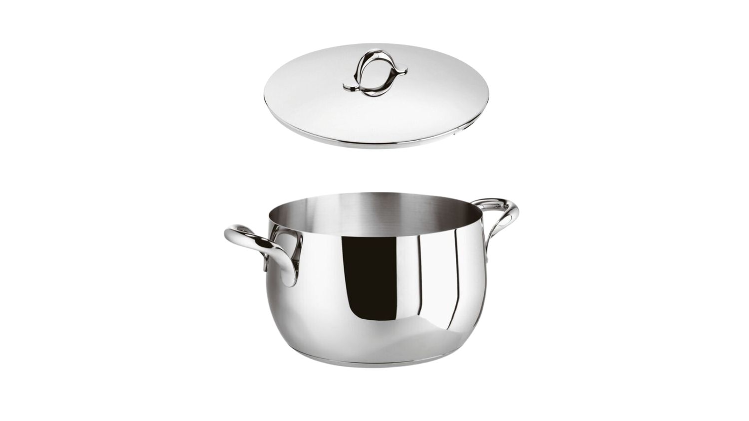 Casseruola alta 2 maniglie Kikka cm. 24 acciaio inox e coperchio