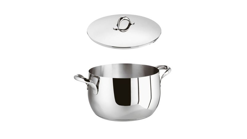 Casseruola alta 2 maniglie Kikka cm. 24 acciaio inox e coperchio