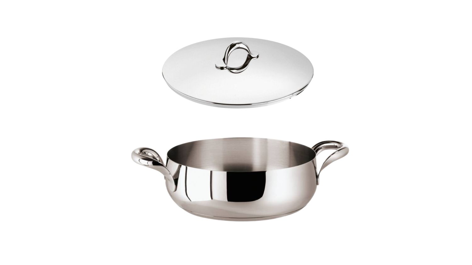 Casseruola bassa 2 maniglie Kikka cm. 28 acciaio inox e coperchio