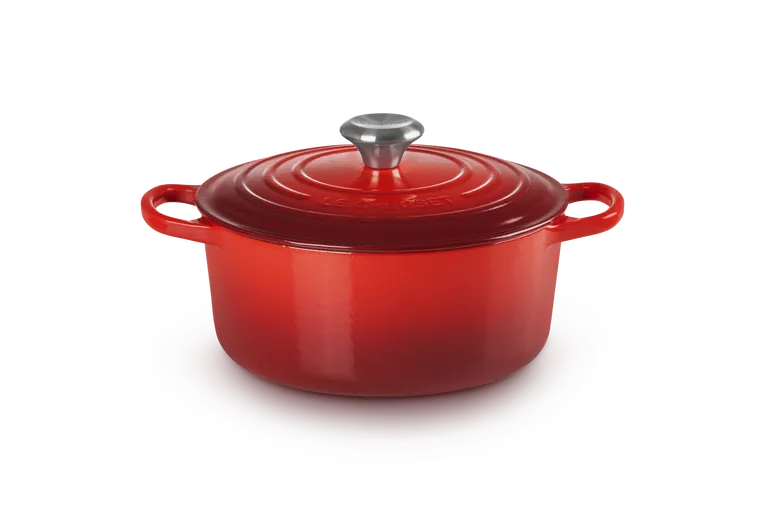 Set 2 Cocotte rotonde Evolution in ghisa vetrificata cm. 24 e 28 Rosso Ciliegia - Le Creuset