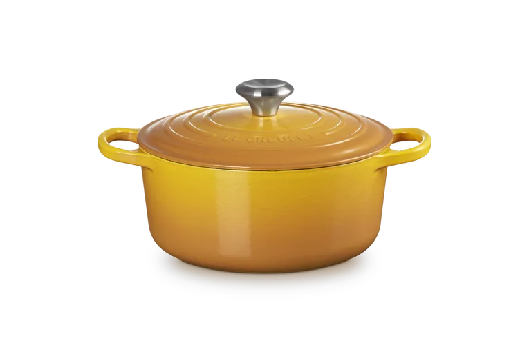 Set Cocotte rotonda Evolution in ghisa vetrificata cm. 24 Blu e Pirofila 32x25 rettangolare Tradition Giallo Nectar - Le Creuset