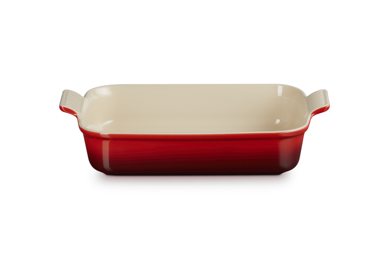 Set Pirofila rettangolare 32x25 e Pesciera Tradition in gres vetrificato Rosso Ciliegia - Le Creuset
