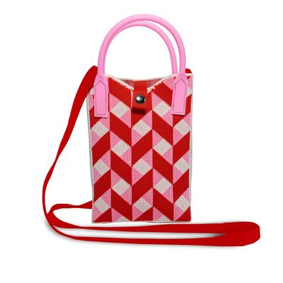Portacellulare lavorato a maglia fantasia geometrica