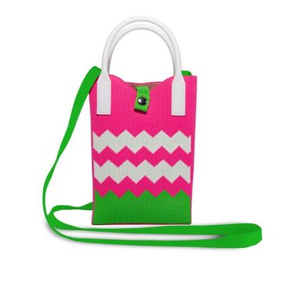 Portacellulare lavorato a maglia fantasia zigzag