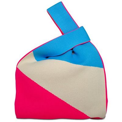 Borsa a nodo lavorata a maglia. Fantasia fasce colorate