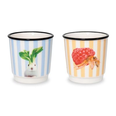 Set 2 bicchierini caffè. Decoro paguro e coniglio.