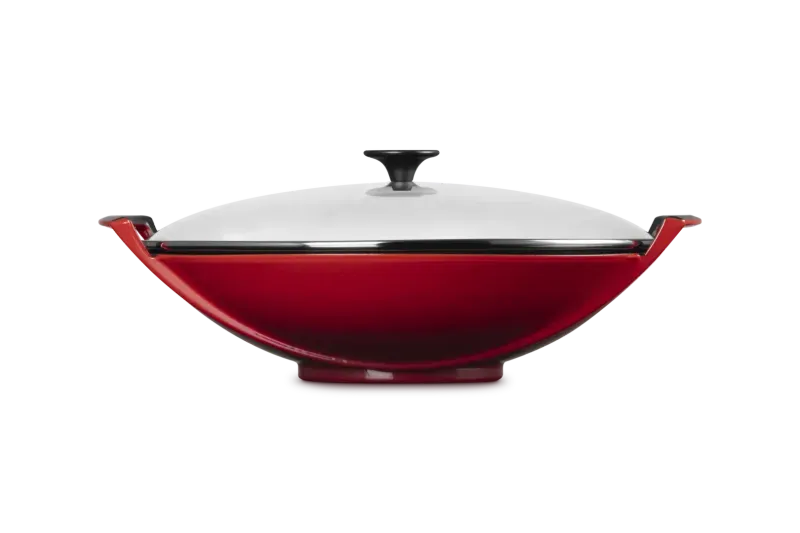 Set Le Creuset Rosso Ciliegia: Cocotte Every 18 cm + Wok in Ghisa Vetrificata 36 cm