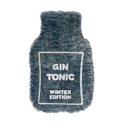Borsa riscaldante in tessuto effetto bouclé. Decoro GIN TONIC.