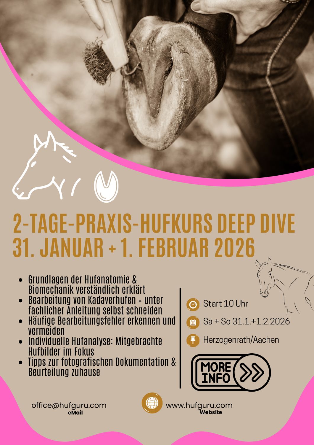 Praxis Hufkurs für Einsteiger: 2 Tage Intensiv-Training: 31. Januar + 1. Februar 2026 Praxis Hufkurs für Einsteiger: 2 Tage Intensiv-Training: 31. Januar + 1. Februar 2026