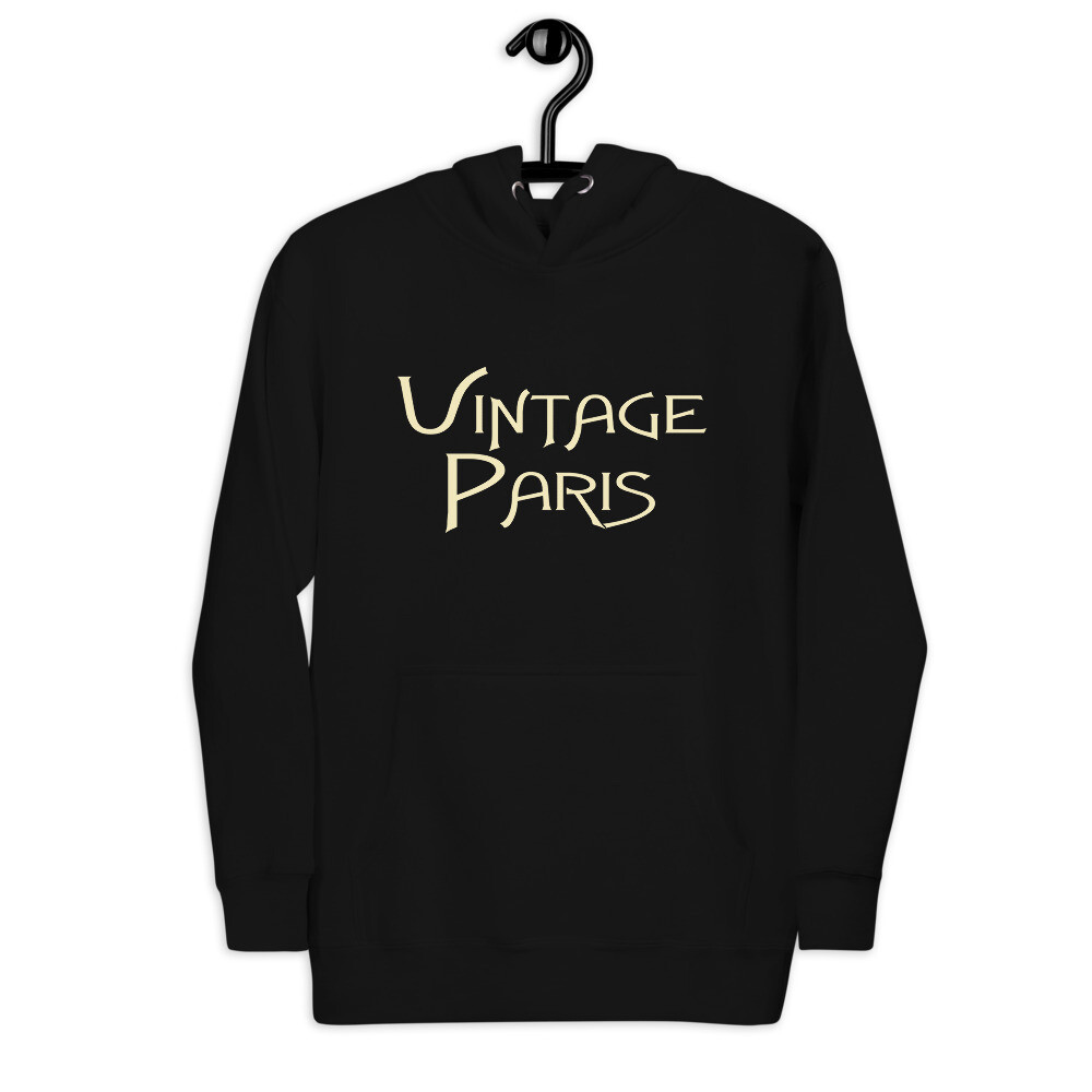 Vintage Paris Logo Hoodie, Color: Black, Size: S