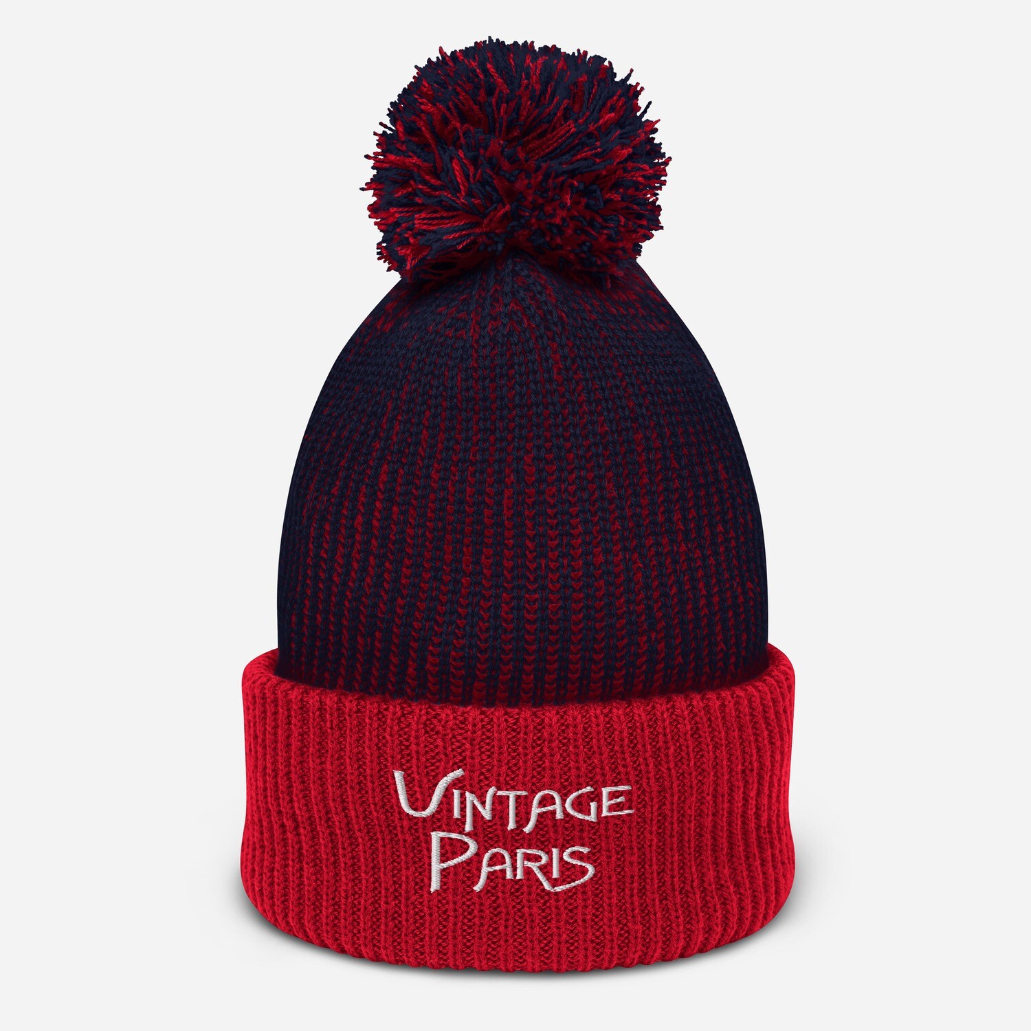 Pom-Pom Beanie, Color: Navy/ Red