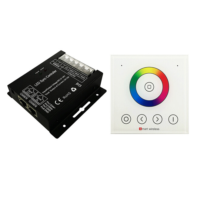 LED RGB controller with RF wireless full touch wall panel