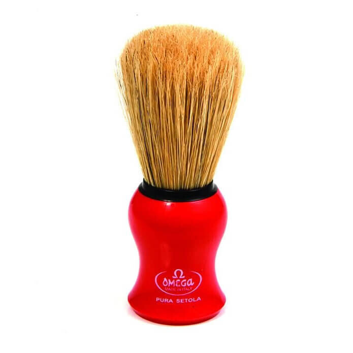 Omega Boar Bristle Shaving Brush, Red