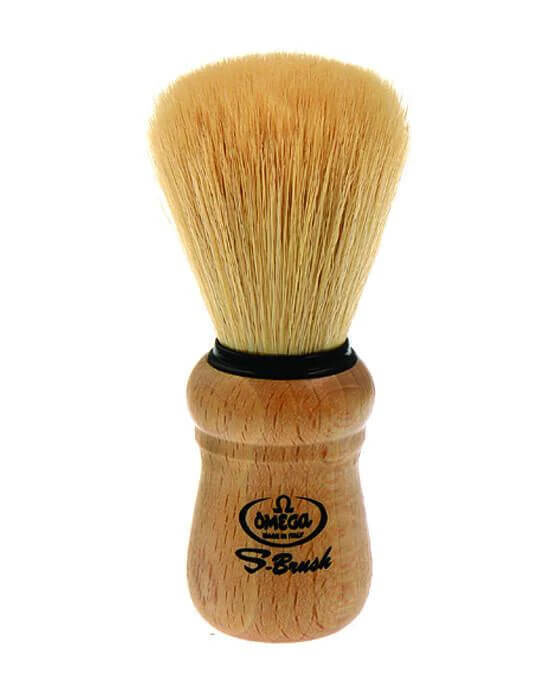 Omega Synthetic Fiber Shaving Brush, Beech Wood Handle