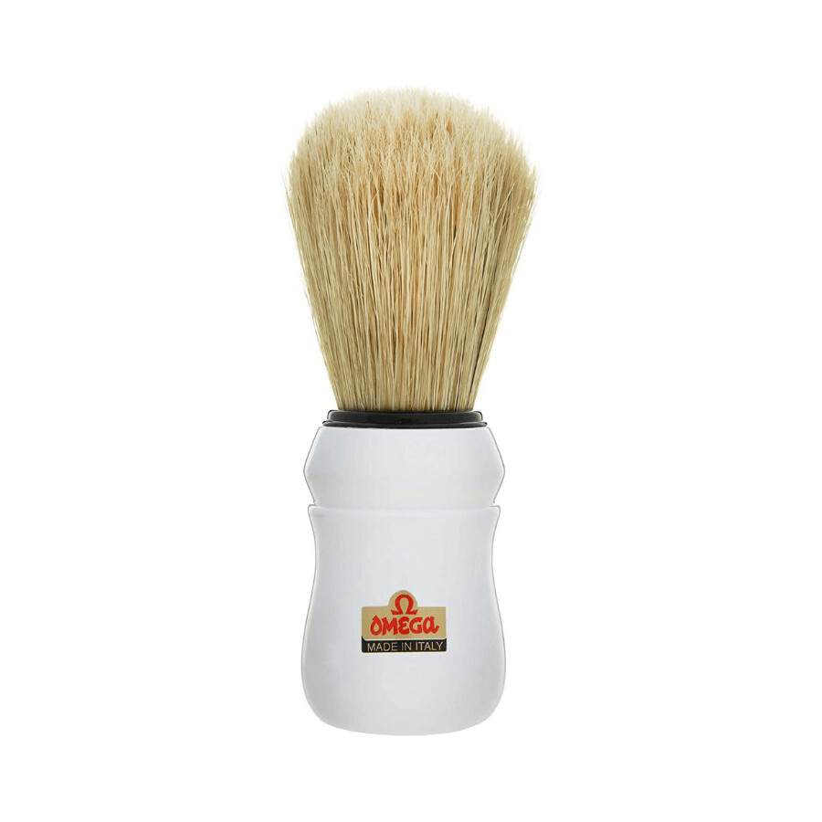 Omega Professional Boar Bristle Shaving Brush, ABS Handle, White