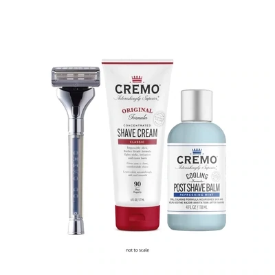 Cremo Barber Grade Shave Kit - Razor, Shaving Cream, Balm, Cartridge Refills