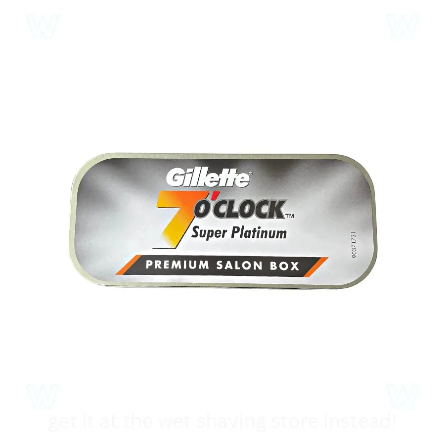 Gillette 7 O'Clock Super Platinum Double Edge Razor Blades, Premium Salon Box