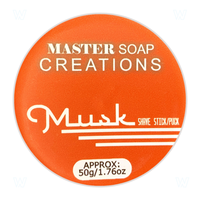 Master Soap Creations Musk Artisan Shaving Soap Stick Puck