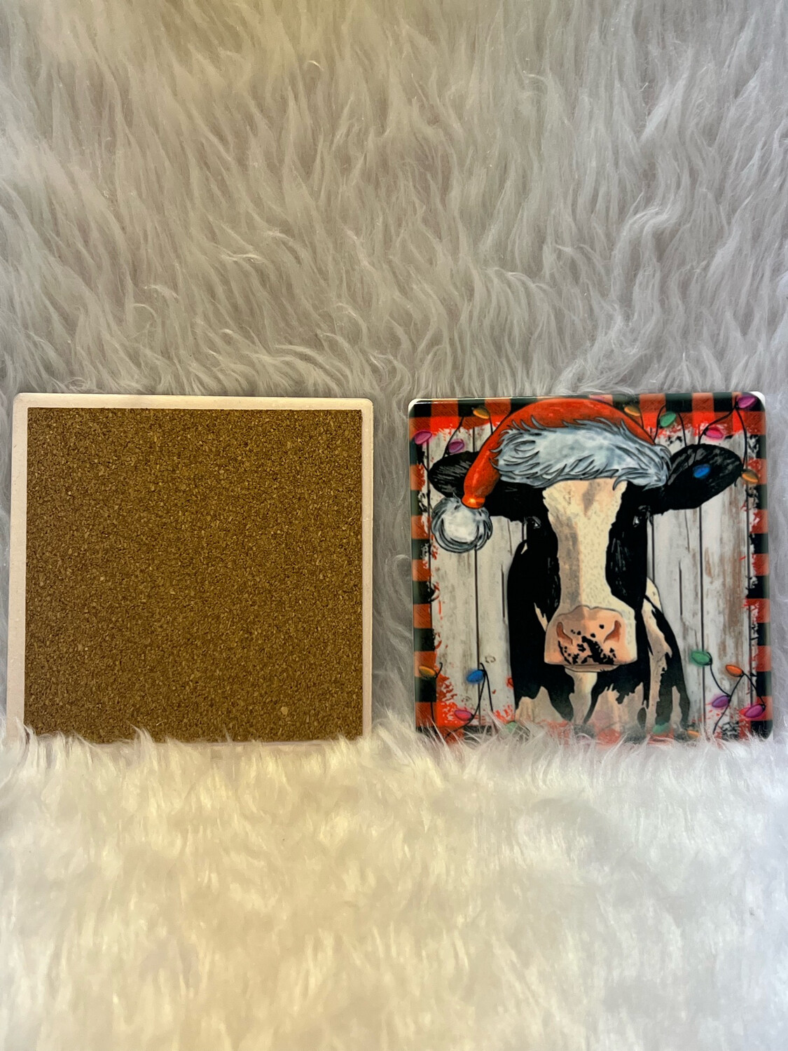 Christmas Cow Coaster