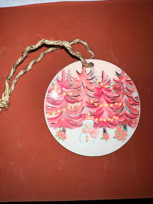 Pink Snowman Ornament