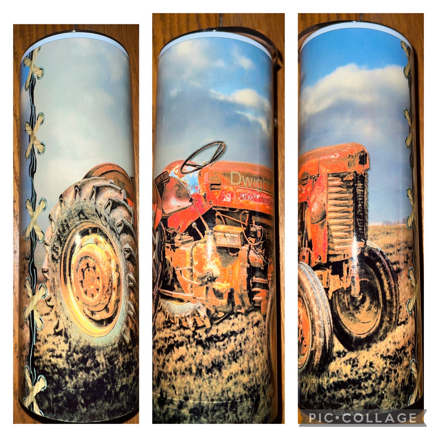 Red Tractor 20 Oz Tumbler With Slide Lid And Plastic Straw