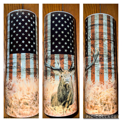 American Deer Hunting 20 Oz Tumbler With Straw And Slide Lid