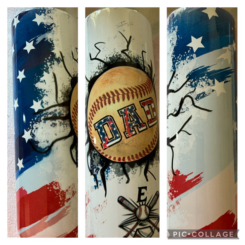Baseball dad American Flag 20 Oz Tumbler Or Speaker Tumbler