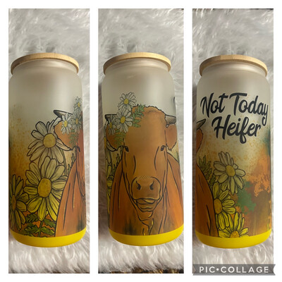 Not Today Heifer 16 Oz Glass Drink Ware
