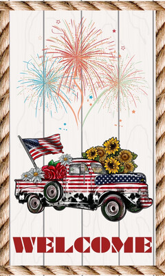 American Welcome Truck Garden Flag