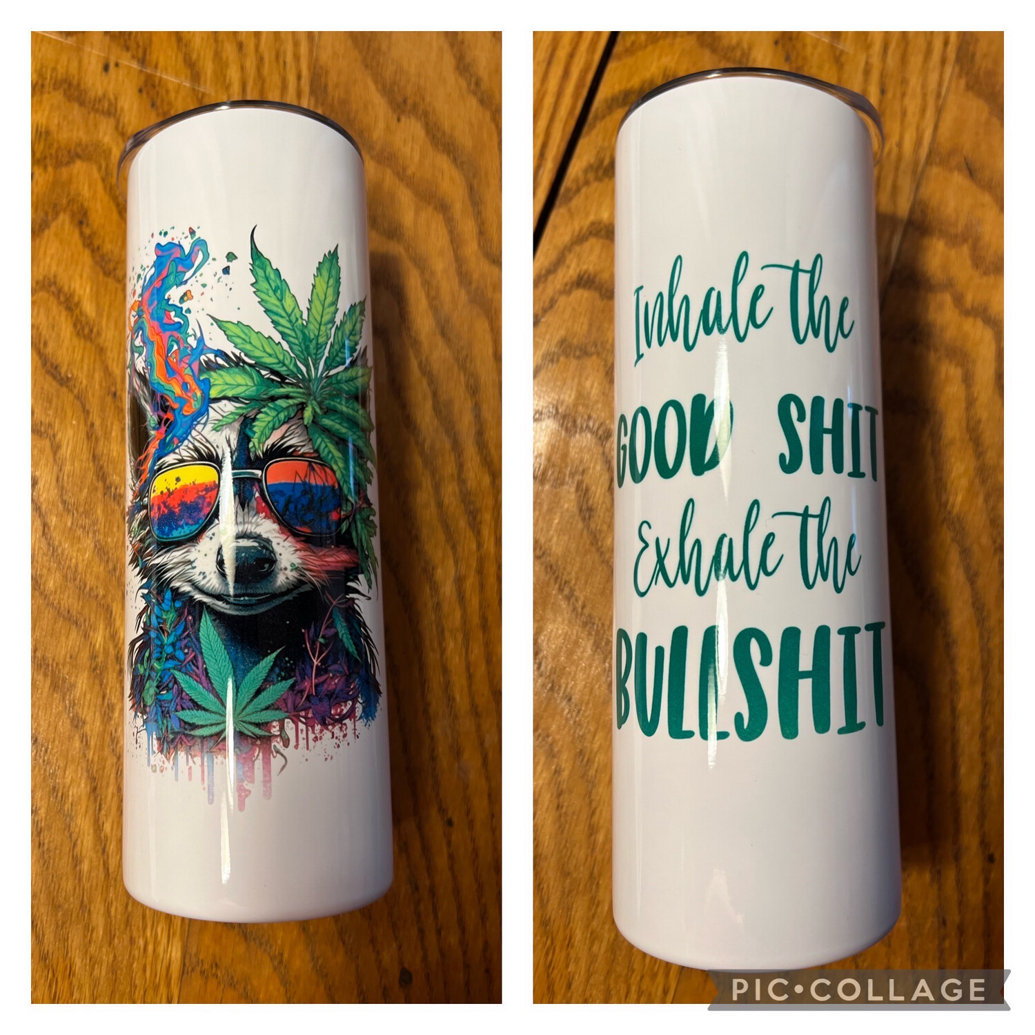 Raccoon Exhaling Bullshit Cannabis Tumbler