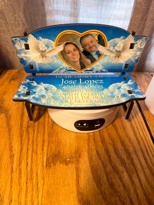 Memorial Bench Heart Frame With 2 Doves Personalized