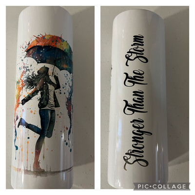 Woman Dancing In The Rain Tumbler Strong Than The Storm
