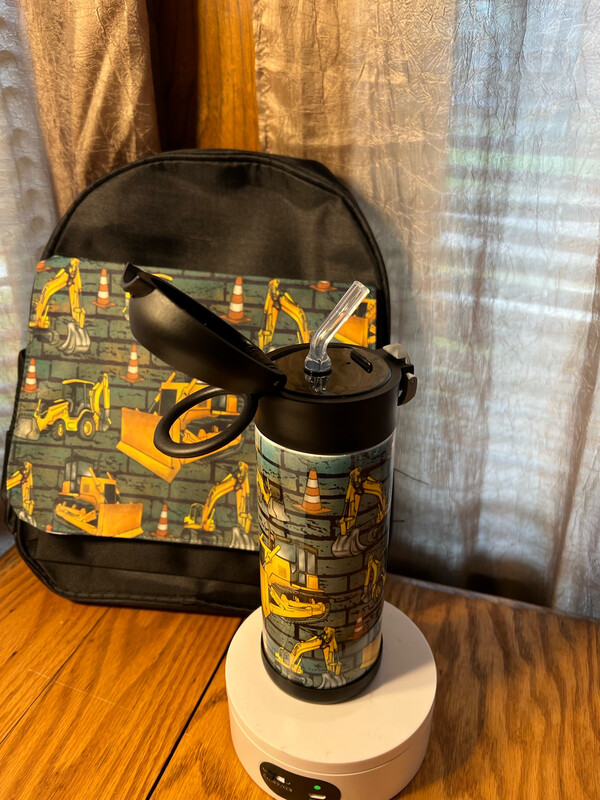 Construction Backpack And Child Tumbler Set