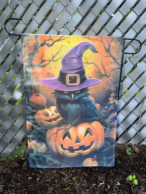 Black Bird Witch Hat Halloween Garden Flag