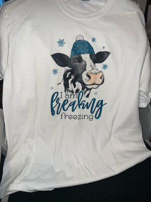 I Am Freaking Freezing Cow T Shirt