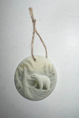 Polar Bear Christmas Ornament Snow Scene