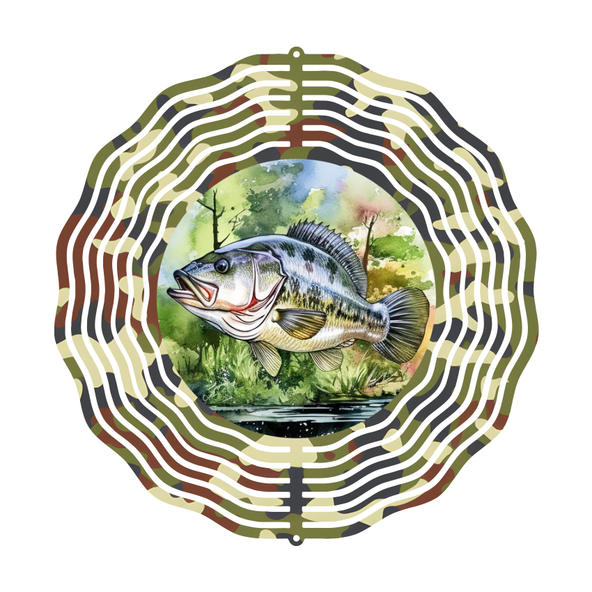 Fish green camo Wind Spinner