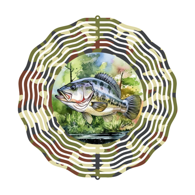 Fish green camo Wind Spinner