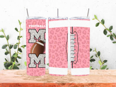 Football Mom Pink animal print 20 oz Stainless Steel Tumbler