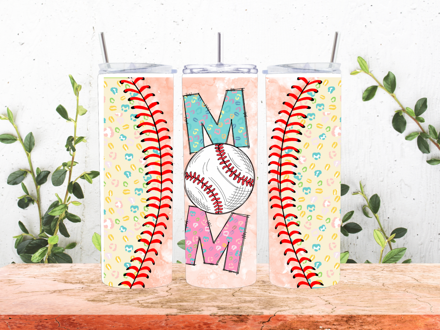 Baseball Mom  20 Oz Stainless Steel Tumbler pastel colors